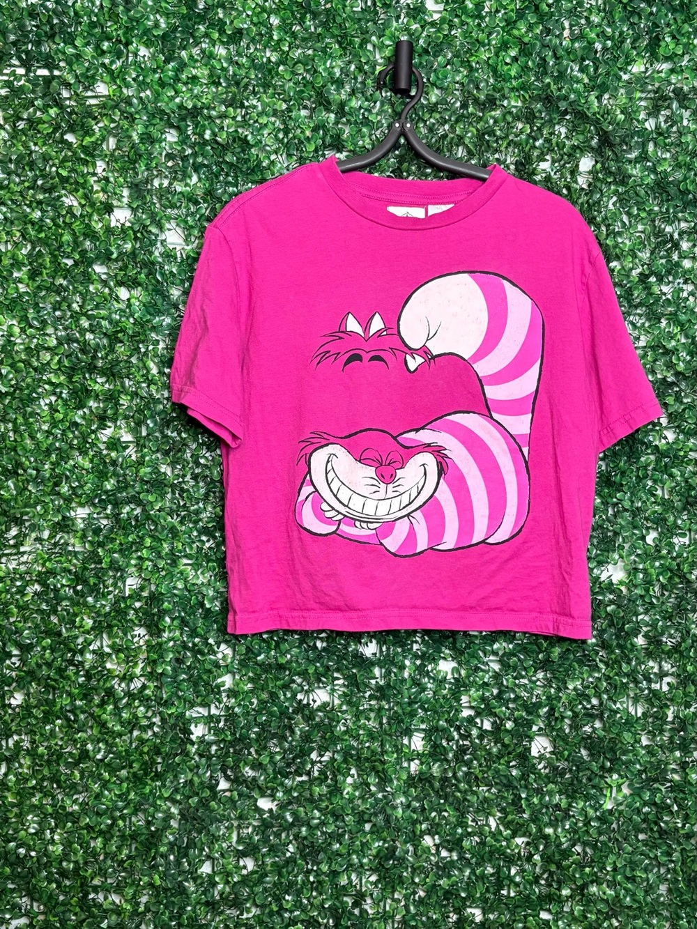 Disney Bright Pink Cheshire Cat Graphic Crop Tee